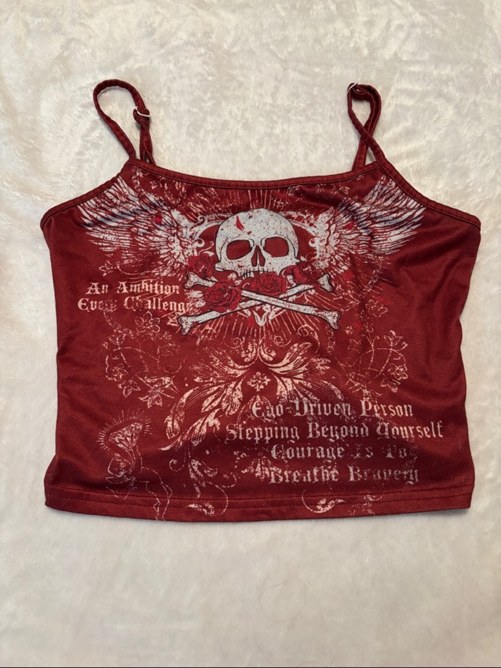 SHEIN Red Skull Wing Graphic Spaghetti Strap Crop Top